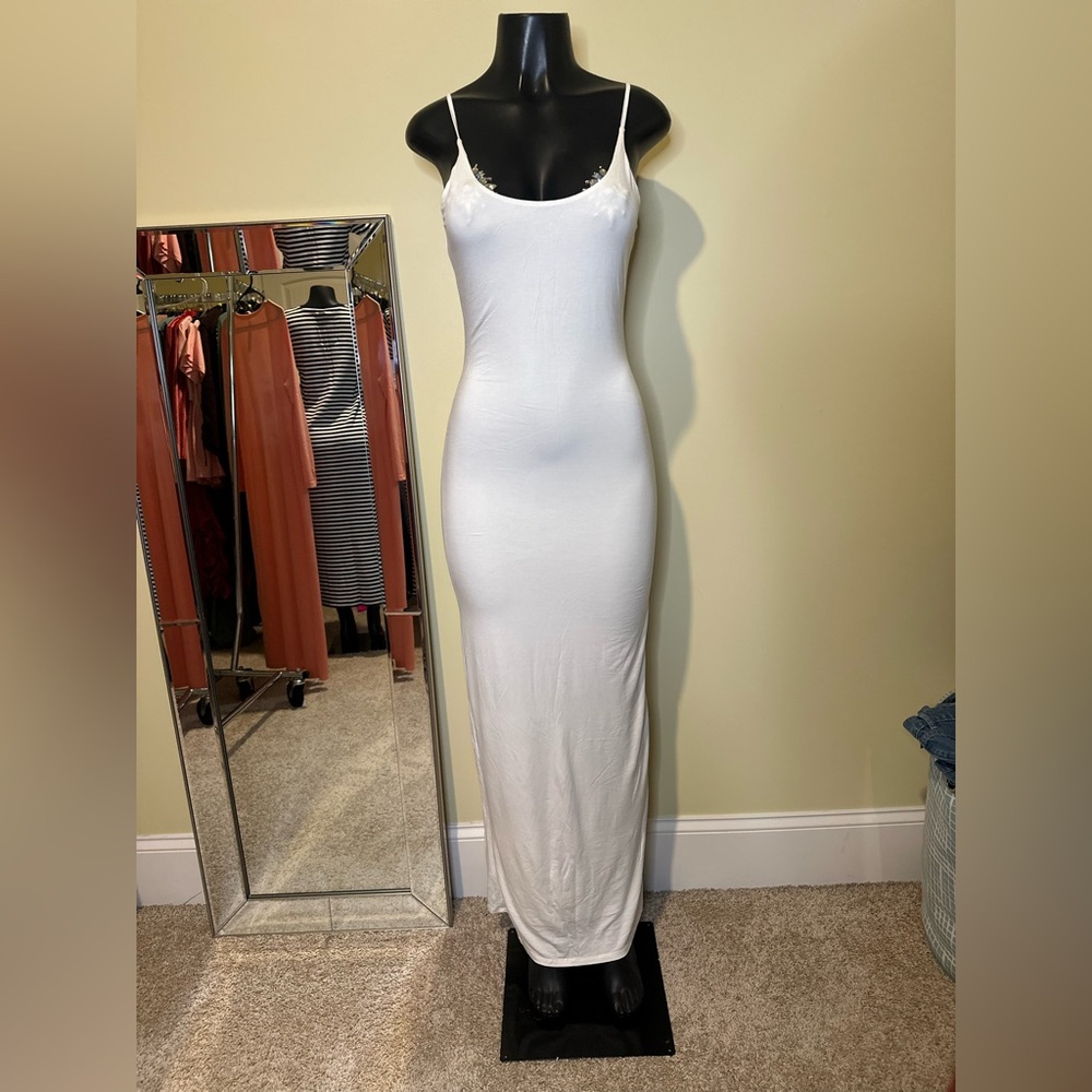 Fashion Nova Sleek White Maxi Dress